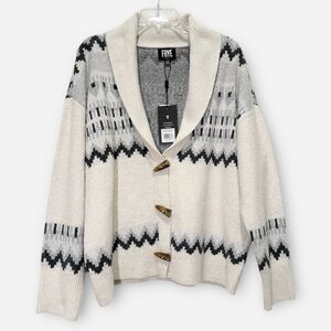 NWT Frye Women's Oatmeal Heather Patterned Cardigan Sweater Sz S
